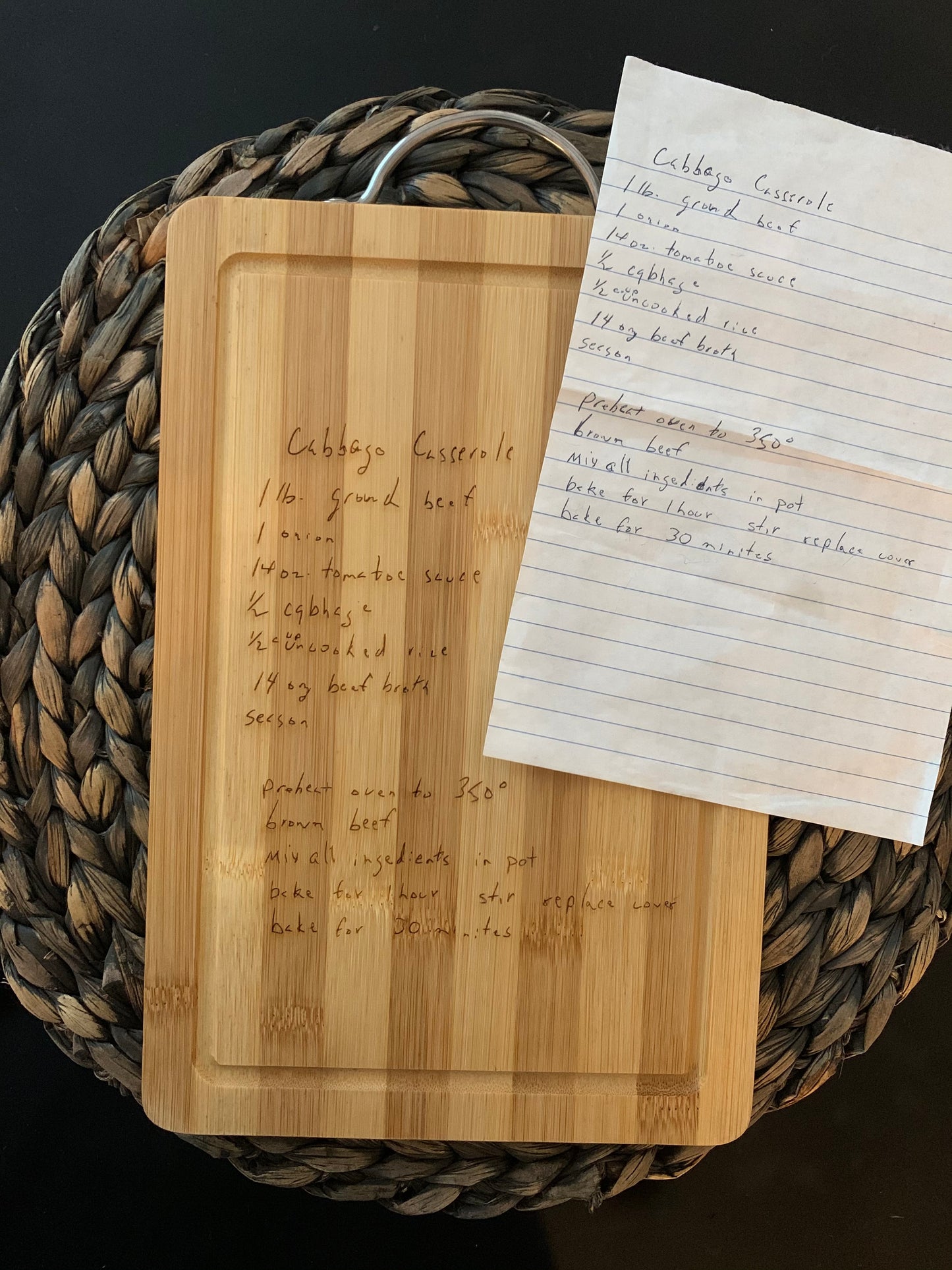 Recipe cutting board